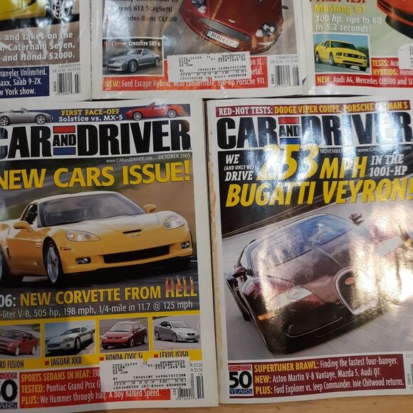 Car and Driver Vintage Automotive Magazines 2004 and 2005 Bugatti Corvette Porsc - Picture 5 of 8